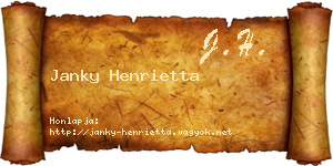 Janky Henrietta névjegykártya